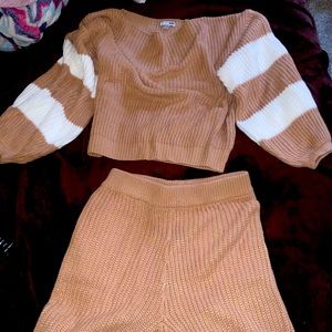 2 Piece Sweater Biker Short Set